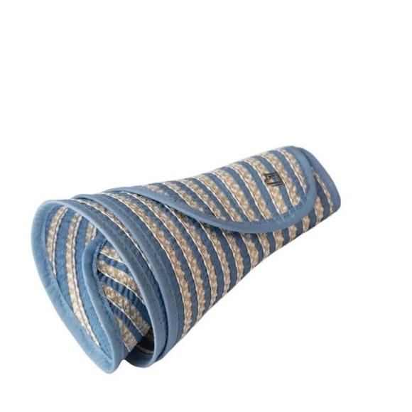 Eric Javits Brooke Blue Cream  Mix Wide Brim Packable Visor Hat - Picture 2 of 8